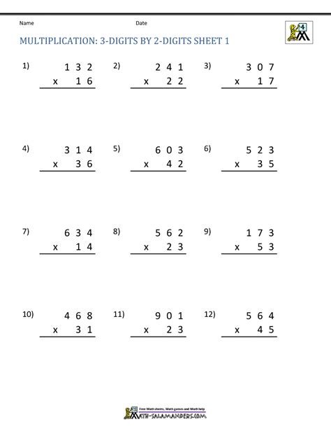 Double Digit Multiplication Worksheets 4th Grade