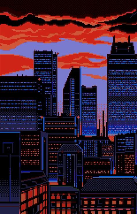 Noirlac Pixel Art Pixel City Vaporwave Wallpaper