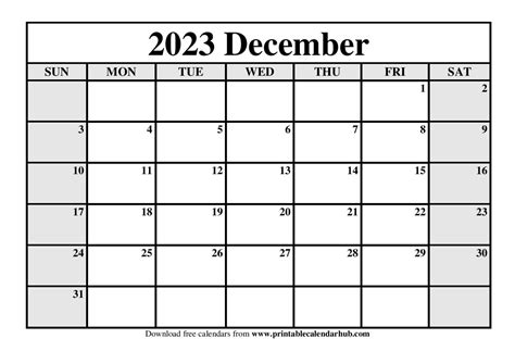 December 2023 Calendar Printable Templates In Pdf Word Printable
