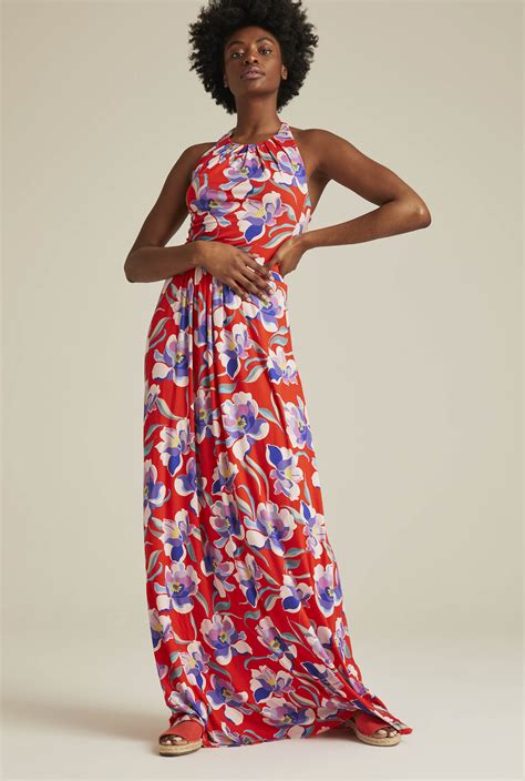 Floral Print Halterneck Jersey Maxi Dress Long Tall Sally