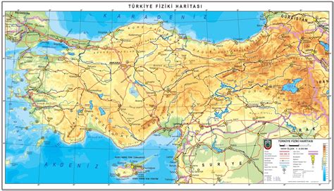 Türkiye Fiziki Coğrafya Türkiye Fiziki Haritası