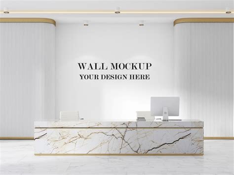 Free Office Reception 3d Logo Mockup Psd Reception Counter Design Images