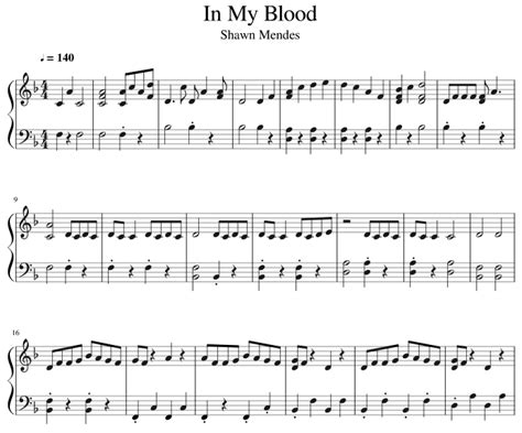 Instagram.com/ylovesmusic/ join me on google+ plus.google.com/u//b/1179619. PDF Shawn Mendes — In My Blood Piano Sheet Music | Piano ...