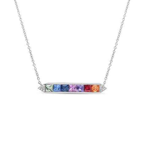 Dilamani Jewelry Rainbow Sapphire Diamond Pendant Necklace