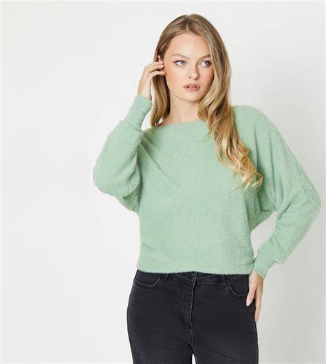 Buy Oasis Fluffy Batwing Sleeves Sweater In Green 6thstreet Saudi Arabia