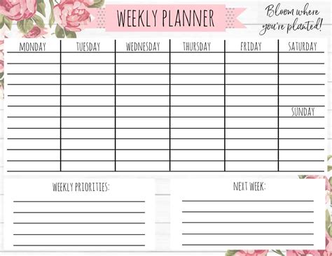 Free Printable Weekly Calendar Shiplap Floral A Country Girls Life