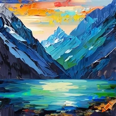 Vibrant Artwork Of A Peaceful Mountain Lake On Craiyon