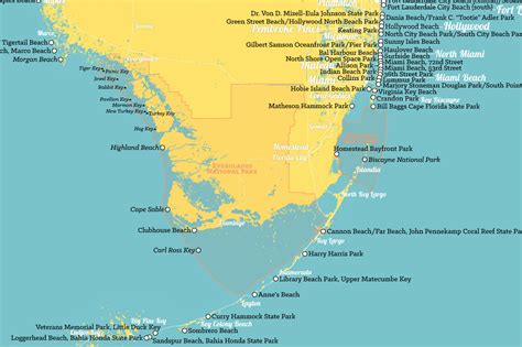 Florida Beaches Map 24x36 Poster Best Maps Ever