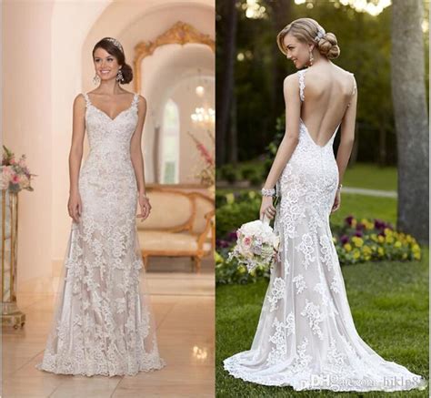 Elegant Stella York Inspired Ivory White Lace Wedding Dresses 2015
