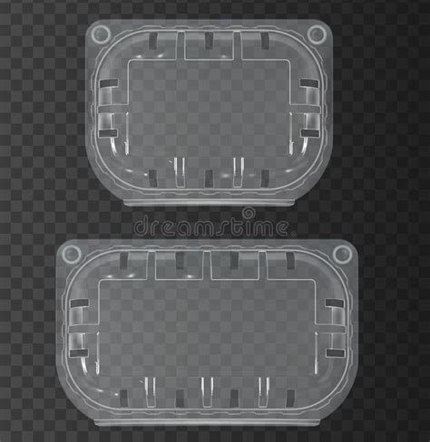 Two Closed Plastic Containers On The Transparent Vector Background