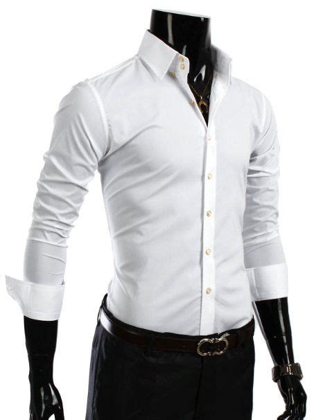 Doublju Mens Long Sleeve Collared Button Down Dress Shirt White Small