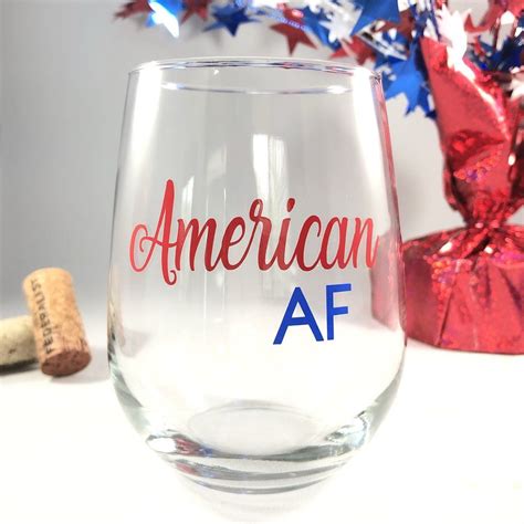 American Af4th Of Julypatriotic Wine Glassfourth Of Julymericared