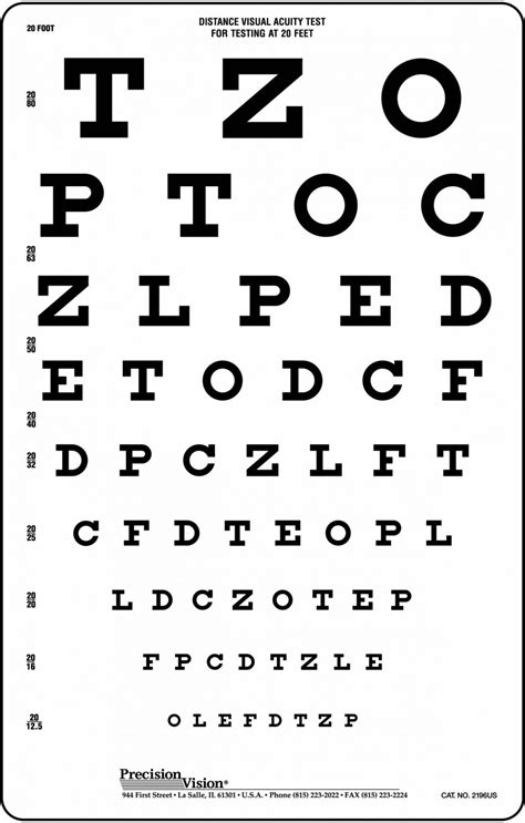 Snellen Chart Red And Green Bar Visual Acuity Test Precision Vision