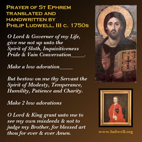 Philip Ludwells Translation Of St Ephrems Prayer Ludwell