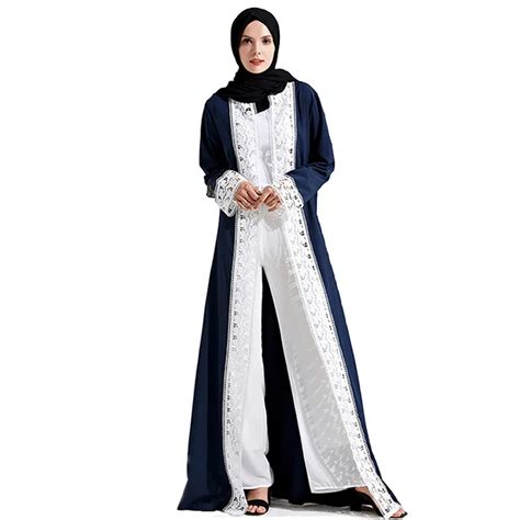 United Arab Emirates Fashion Muslim Dress Abaya Dubai Abayas For Women Front Open Lace Hollow