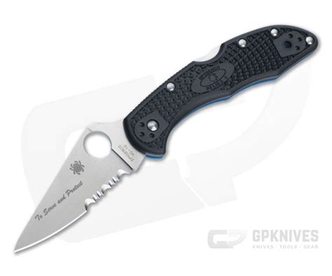 Spyderco Delica 4 Thin Blue Line Partially Serrated Vg10 Frn Folding