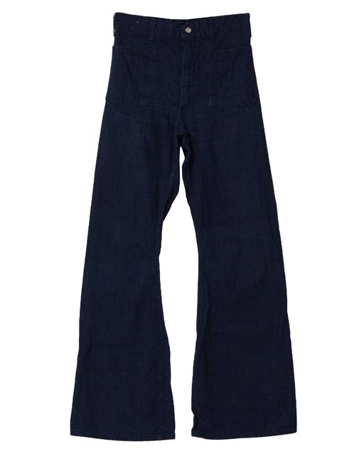 Retro 1970s Bellbottom Pants 70s Navdungaree Mens Blue Cotton Denim