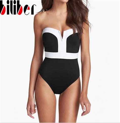buy s xxl sexy black and white one piece swimsuit swimwear 2016 women underwire