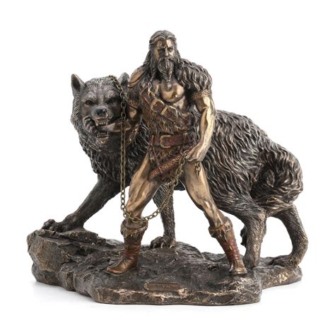 Tyr Statue God Viking Wolf Wood Statue Norse Pantheon Viking Pagan