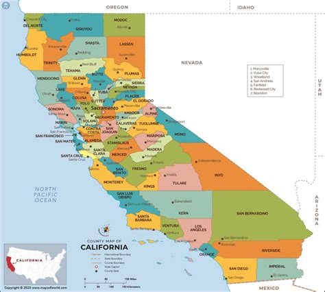 Printable California County Map Web Free Printable Map Of California