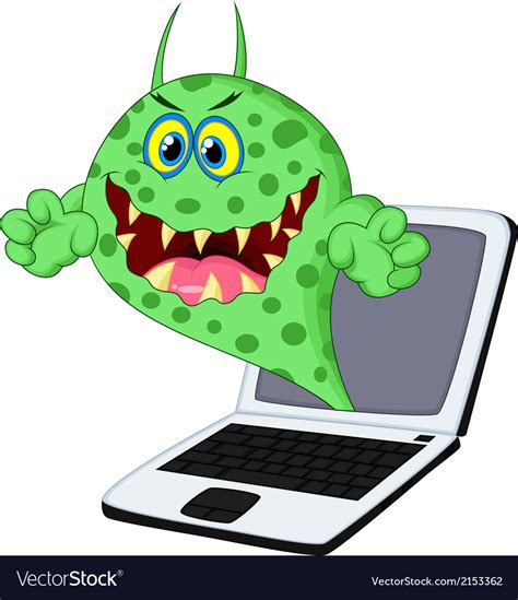 Cartoon Virus On Laptop Royalty Free Vector Image