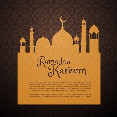Ramadan Greeting Card With Mosque Silhouette Download Free Vector Art