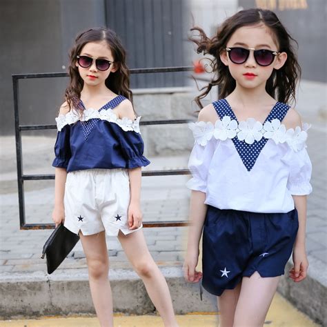 Baby Girls Clothing Sets 2018 New Summer Girls Clothes Shoulderless