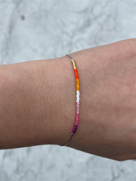 minimalist lesbian chain bracelet lgbt pride etsy