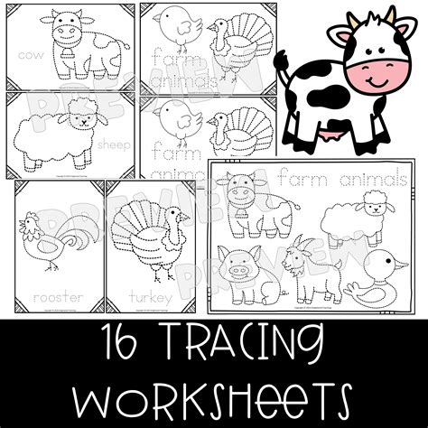 Farm Animals Tracing Worksheets Fine Motor Activity Farm Tracing