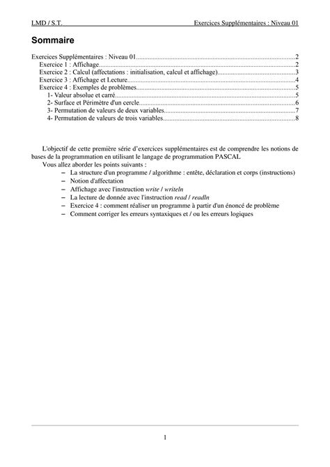 SOLUTION Exercices Suppl Mentaires Niveau 01 Studypool