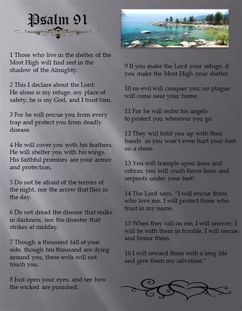 Psalm 91 clearly printed famously known as the psalm of protection prayer print poster countless stories of lives saved as people pray this prayer. Psalm 91 | Prayer Cards | Pinterest