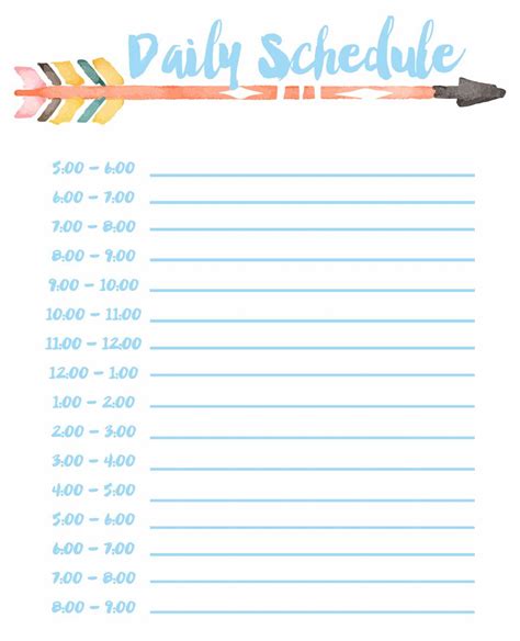 Printable Daily Schedule By Hour Printable Jd