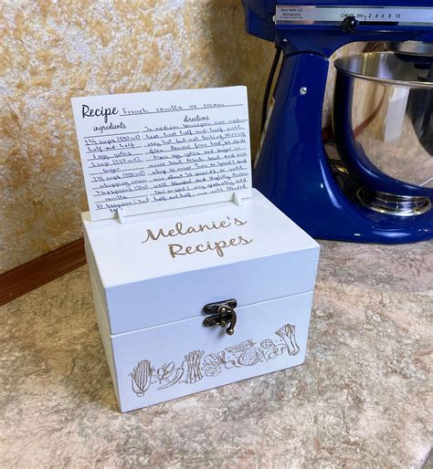 Personalized Recipe Box With Cards And Dividers 4x6 Wooden Etsy