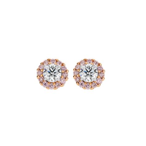 White And Australian Argyle Pink Diamonds Rose Gold Earrings Fine