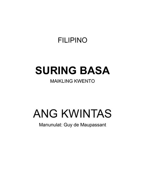 Solution Filipino Suring Basa Ang Kwintas Studypool