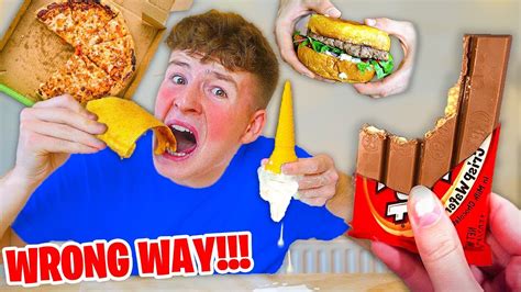I Only Ate Foods The Wrong Way For 24 Hours Challenge Youtube