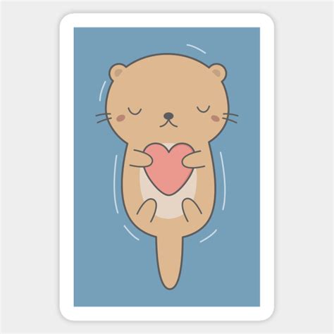 Kawaii Cute Otter Hugging A Heart Otter Sticker Teepublic