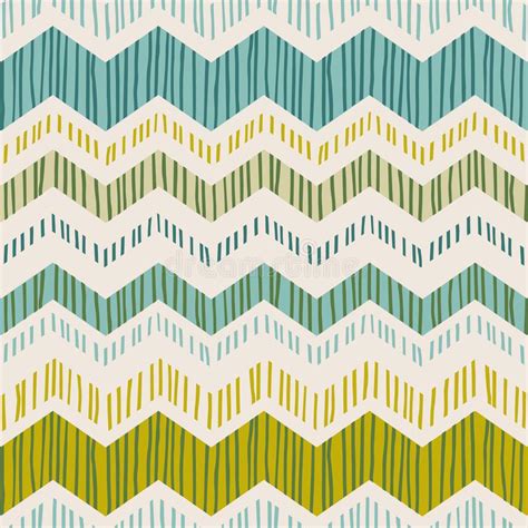 Abstract Geometric Seamless Pattern With Zigzag Trendy Hand Drawn