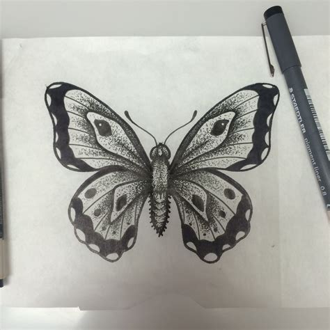 Tattoo Design Of Butterfly Black Dot Work Pointillism