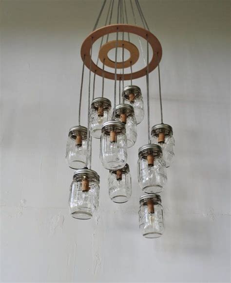Mason Jar Chandelier Rustic Hanging Pendant Lighting Fixture Etsy