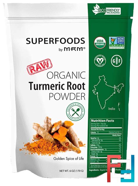 Raw Organic Turmeric Root Powder MRM 6 Oz 170 G