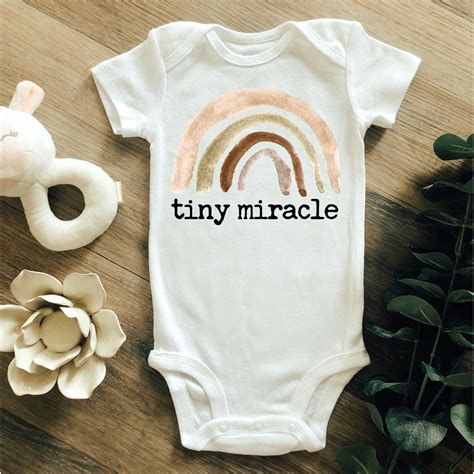 Tiny Miracle Rainbow Onesie Rainbow Baby Bodysuit Baby Etsy