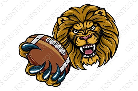 Lion American Football Ball Sports Mascot Illustrations Creative Market