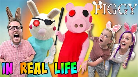 Roblox Piggy In Real Life Easter Egg Hunt Escape Bunny Skin Youtube
