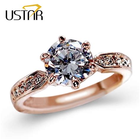 175ct Aaa Zircon Engagement Rings For Women Rose Gold Color Wedding
