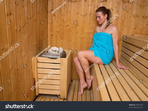 Attractive Woman Sweating Sauna Stock Photo Edit Now