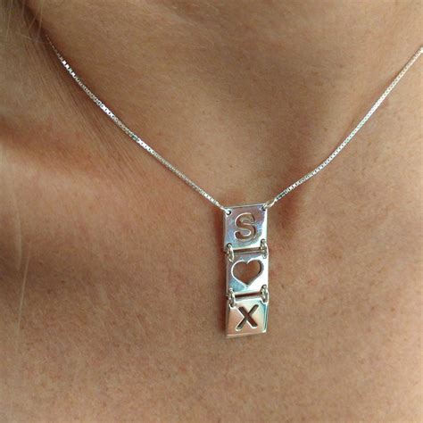 Sex Necklace Silver Initials Pendant Initial Necklace Etsy
