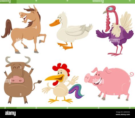 Cartoon Funny Farm Animal Characters Set Stock Vector Image And Art Alamy