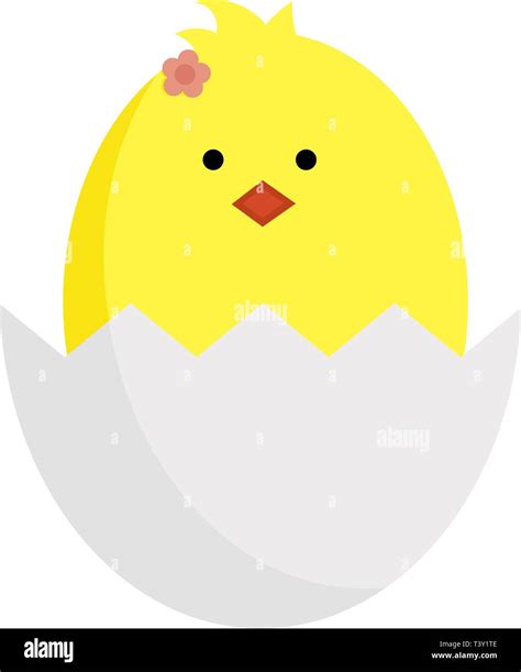 Baby Chicken In Egg Vector Easter Illustration Yellow Chicken In