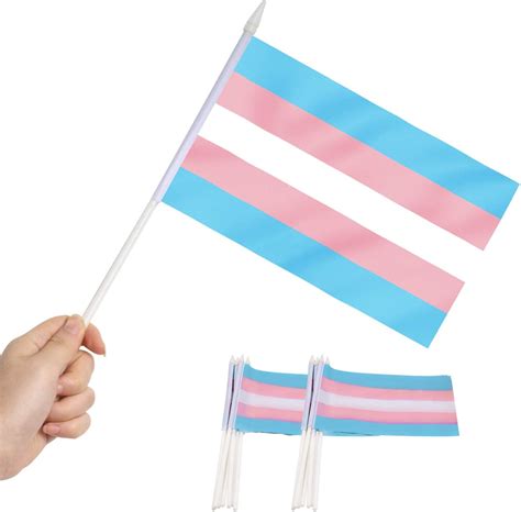 Anley Transgender Mini Flag 12 Pack Hand Held Small Miniature Trans